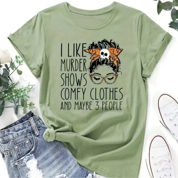 1 LEFT! Cute Graphic T Shirt I Like Murder Show & Comfy Clothes - Picture 7 of 7